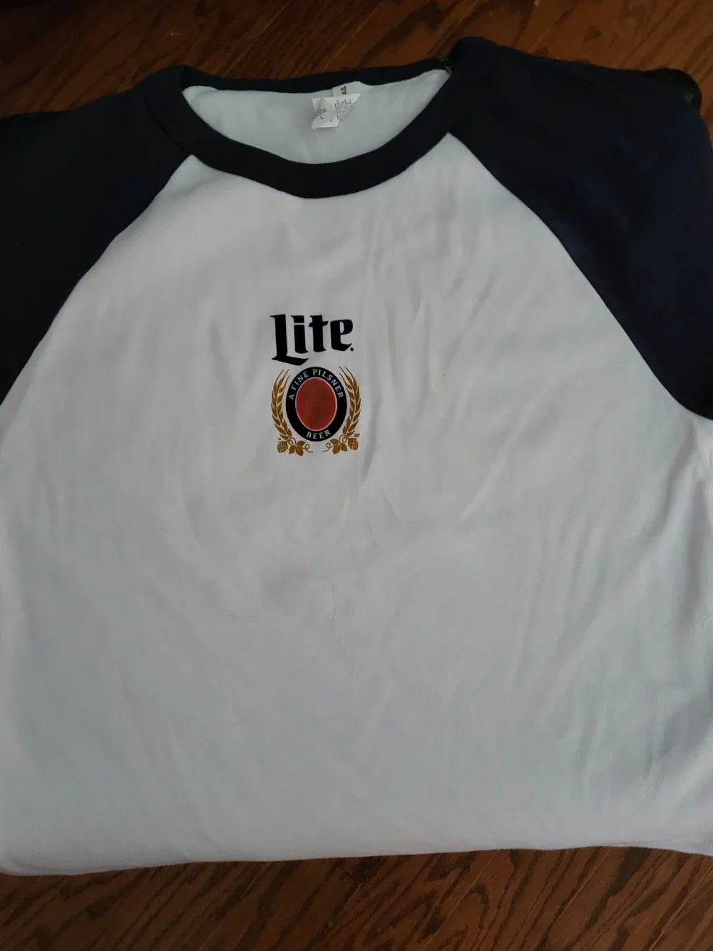 Raglan Kids Shirt - White with Blue Sleeves. 5 Available.